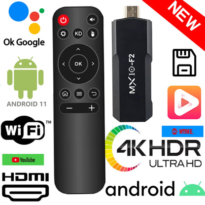 TV Stick Android MX10 F2 – 1 Go RAM / 8 Go ROM – 4K – Android 2024 – HDMI – Version EU