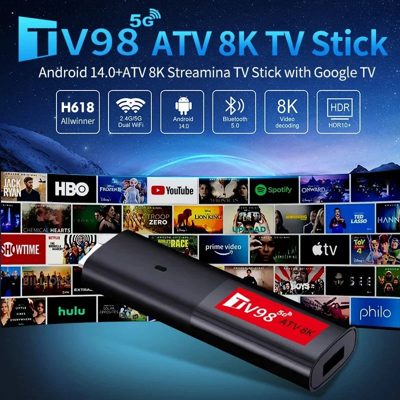 TV98 Android 14.0 ATV 8K Streaming TV Stick – FGHGF