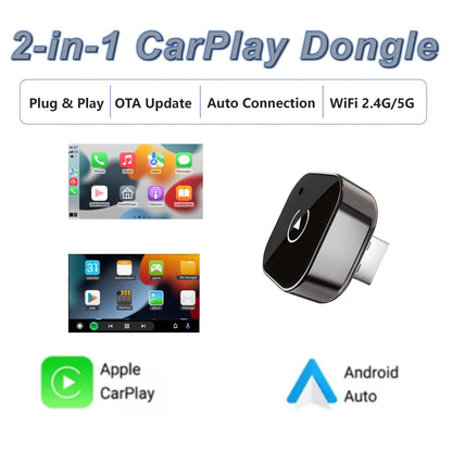 Adaptateur CarPlay Sans Fil 2-en-1 – Conversion Filaire vers Sans Fil