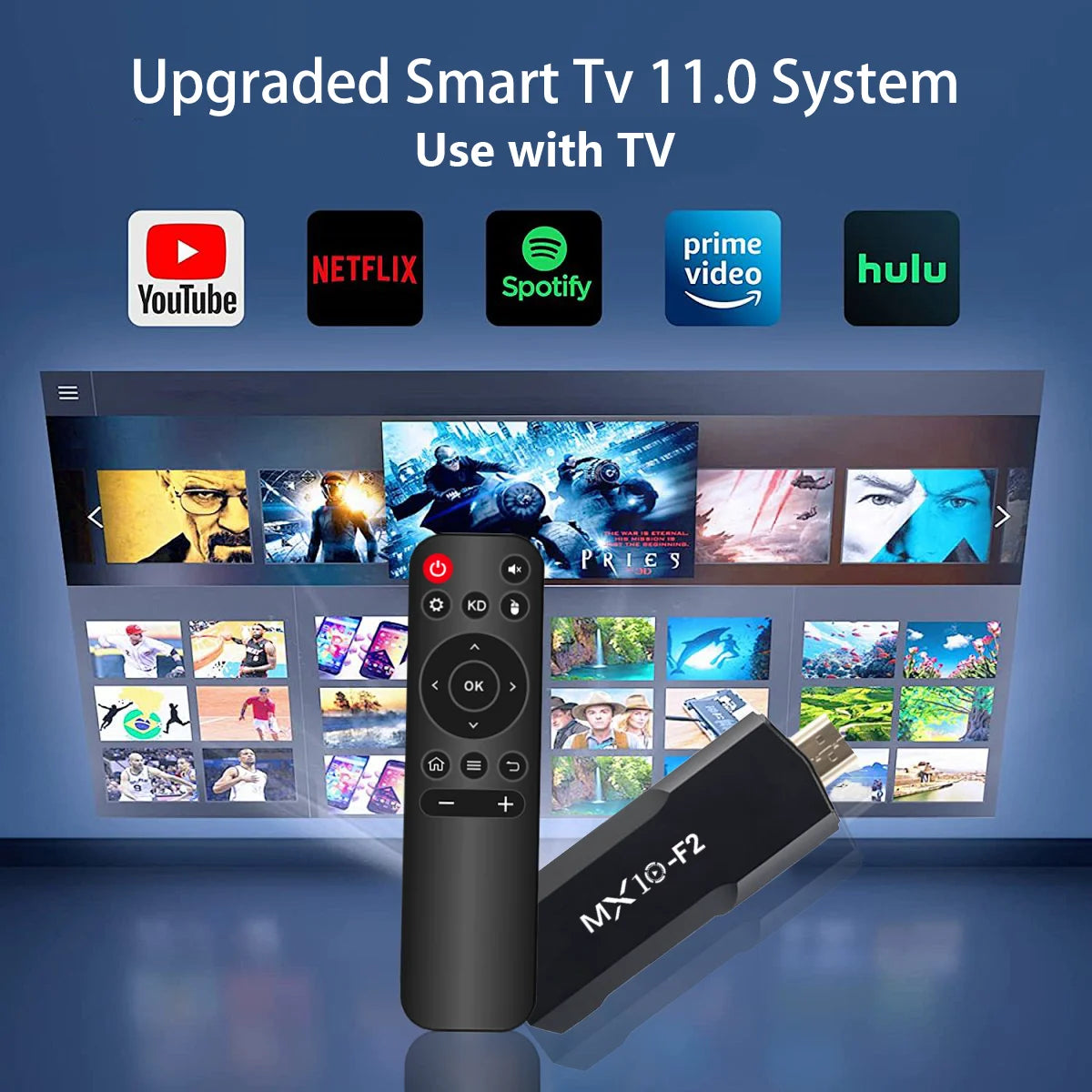 TV Stick Android MX10 F2 – 1 Go RAM / 8 Go ROM – 4K – Android 2024 – HDMI – Version EU