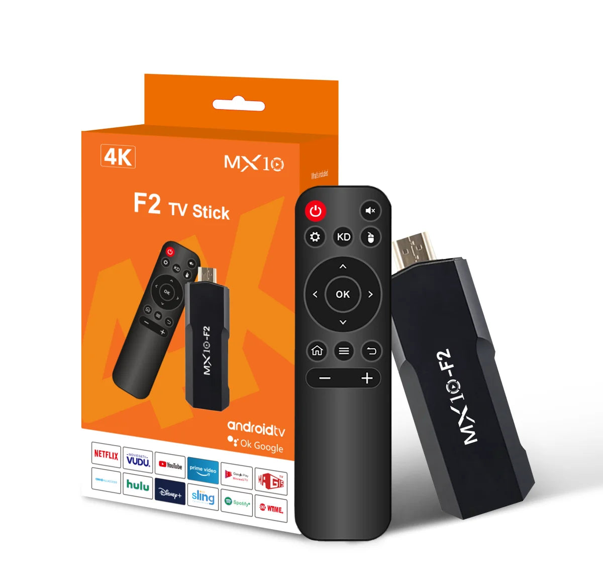 TV Stick Android MX10 F2 – 1 Go RAM / 8 Go ROM – 4K – Android 2024 – HDMI – Version EU