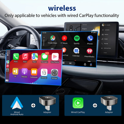 Adaptateur CarPlay Sans Fil 2-en-1 – Conversion Filaire vers Sans Fil
